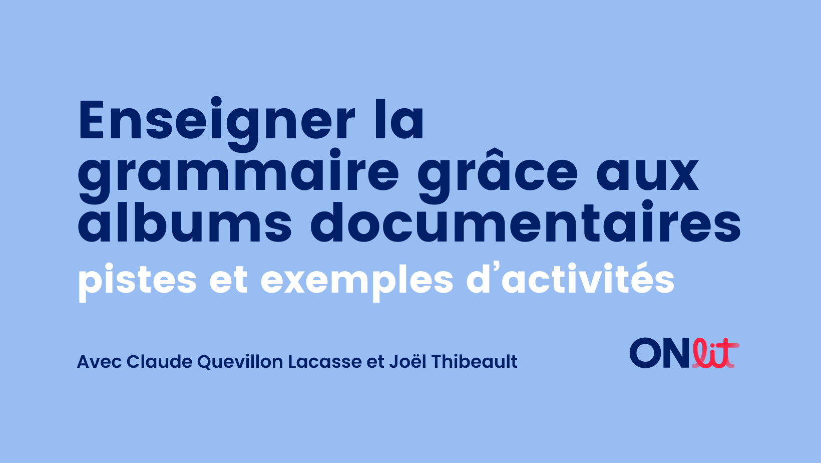 Enseigner la grammaire grâce aux albums documentaires : pistes et exemples d’activités Approved Event Internal nick-name What we are all actually going to call it - the title will be too long! Event Date Planning Calendar Le 9 février à 19 h Confirmed Presenter(s) names, email addresses Claude Quevillon Lacasse et Joël Thibeault Confirmed Presenters Bio Confirmed Headshot Provided (indicate if in Drive or attach link) Confirmed Event Start Time 19 h Confirmed Event End Time 20 h Confirmed Tech Support Person Person Jordan Confirmed Event Description Depuis 2016, Joël Thibeault et Claude Quevillon Lacasse proposent diverses pistes et activités pour enseigner la grammaire à partir d’œuvres de littérature jeunesse tout en évitant de les instrumentaliser. Cependant, les albums documentaires, une catégorie d’albums jeunesse, sont un ensemble de titres moins souvent représentés. Pourtant, leur potentiel grammatical est tout aussi fort que celui des œuvres narratives. Ainsi, dans ce webinaire, des exemples d’activités seront proposés pour observer la grammaire à partir de différents albums jeunesse documentaires. Cette session sera enregistrée. L’enregistrement sera publié dans la Bibliothèque de ressources une fois que la vidéo aura été traitée. Toute inscription à l’un des événements de la série entraîne automatiquement l’inscription à l’ensemble des événements. Approved Event Featured Image Status Always include the event title in the filename. Append date and version numbers at the end. e.g. MyEventTitle_MonthDay_v1.png Not started Event Featured Image for Resource Library Status Always include the event title in the filename. Append date and version numbers at the end. e.g. MyEventTitle_MonthDay_v1.png Not started Event slides and documents for Resource Library folder link Social Media Video Promo status When video is ready, notify MJ Not set Social Media Promo video creator’s name Social Media video folder link Event Title As it will appear on website Enseigner la grammaire grâce aux albums documentaires : pistes et exemples d’activités Approved Event Internal nick-name What we are all actually going to call it - the title will be too long! Event Date Planning Calendar Le 9 février à 19 h Confirmed Presenter(s) names, email addresses Claude Quevillon Lacasse et Joël Thibeault Confirmed Presenters Bio Confirmed Headshot Provided (indicate if in Drive or attach link) Confirmed Event Start Time 19 h Confirmed Event End Time 20 h Confirmed Tech Support Person Person Jordan Confirmed Event Description Depuis 2016, Joël Thibeault et Claude Quevillon Lacasse proposent diverses pistes et activités pour enseigner la grammaire à partir d’œuvres de littérature jeunesse tout en évitant de les instrumentaliser. Cependant, les albums documentaires, une catégorie d’albums jeunesse, sont un ensemble de titres moins souvent représentés. Pourtant, leur potentiel grammatical est tout aussi fort que celui des œuvres narratives. Ainsi, dans ce webinaire, des exemples d’activités seront proposés pour observer la grammaire à partir de différents albums jeunesse documentaires. Cette session sera enregistrée. L’enregistrement sera publié dans la Bibliothèque de ressources une fois que la vidéo aura été traitée. Toute inscription à l’un des événements de la série entraîne automatiquement l’inscription à l’ensemble des événements. Approved Event Featured Image Status Always include the event title in the filename. Append date and version numbers at the end. e.g. MyEventTitle_MonthDay_v1.png Not started Event Featured Image for Resource Library Status Always include the event title in the filename. Append date and version numbers at the end. e.g. MyEventTitle_MonthDay_v1.png Not started Event slides and documents for Resource Library folder link Social Media Video Promo status When video is ready, notify MJ Not set Social Media Promo video creator’s name Social Media video folder link Enseigner la grammaire grâce aux albums documentaires : pistes et exemples d’activités